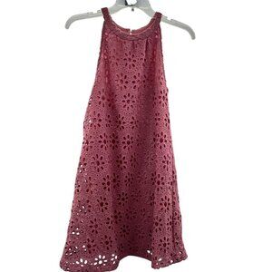 JACK Women's Halter Shift Dress Pink Lace Overlay Size XS Above Knee